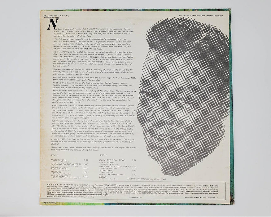 Nat King Cole Nature Boy LP Record Pickwick/33 Records 1971 SPC-3249 2