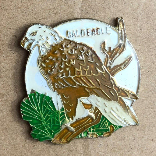Bald Eagle Lapel Pin Sitting on Branch Large Enamel Acrylic Alaska State 1