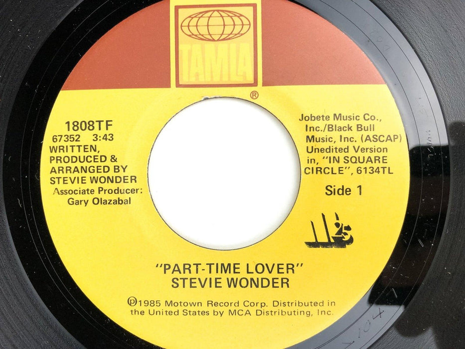 Stevie Wonder 45 RPM 7" Single Part-Time Lover + Instrumental Motown 1985 2