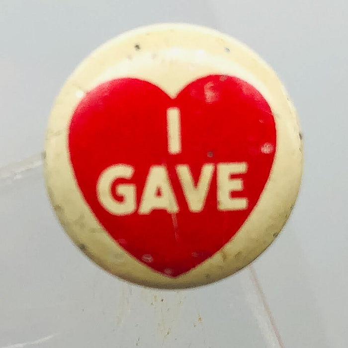 Vintage Blood Drive Donation Button Pin .375" I Gave Heart Green Duck Co