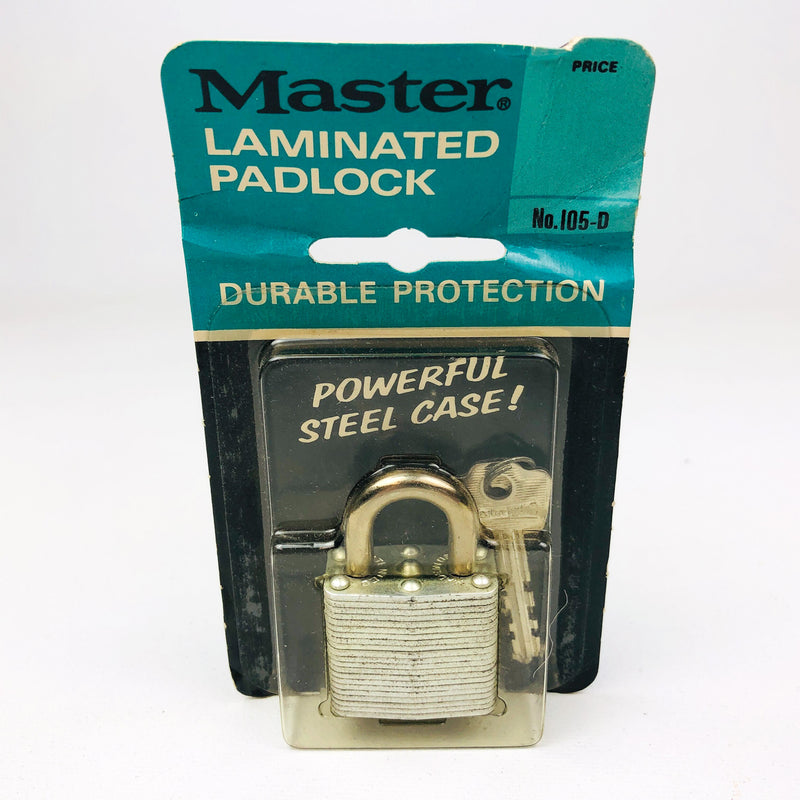 Vintage No 105-D Master Lock Padlock 3/4" Shackle New Old Stock NOS Multi Spring
