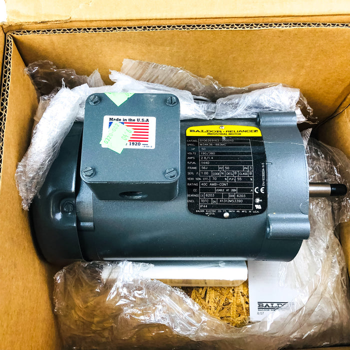 Baldor Reliance Electric Motor M15B .50 HP 190/380 Volts 1440 RPM New In Box