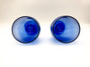 Pair of Vintage Blue Wine Glasses Crystal Teardrop Mediterranean Hand Blown 7" 10