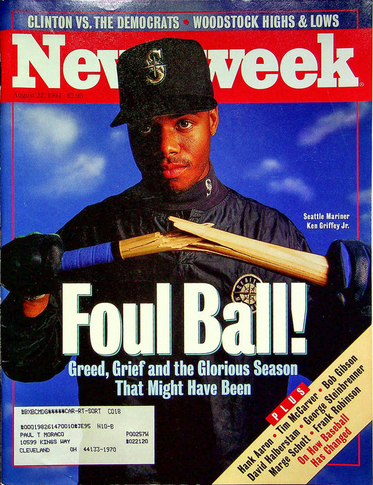 Newsweek Magazine Aug 22 1994 Ken Griffey Jr Seatle Mariner Baseball Woodstock