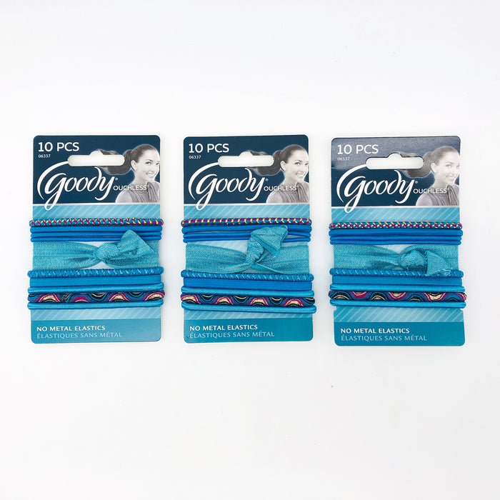 30-Pack Goody No Metal Elastics Ouchless Hair Ties Ponytail Holders Blue 06337