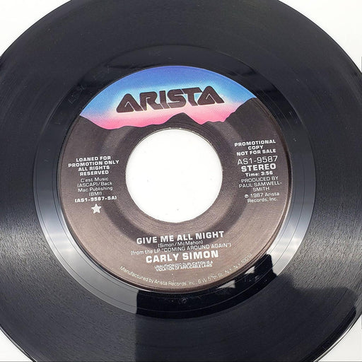 Carly Simon Give Me All Night Single Record Arista 1987 AS1-9587 PROMO 1