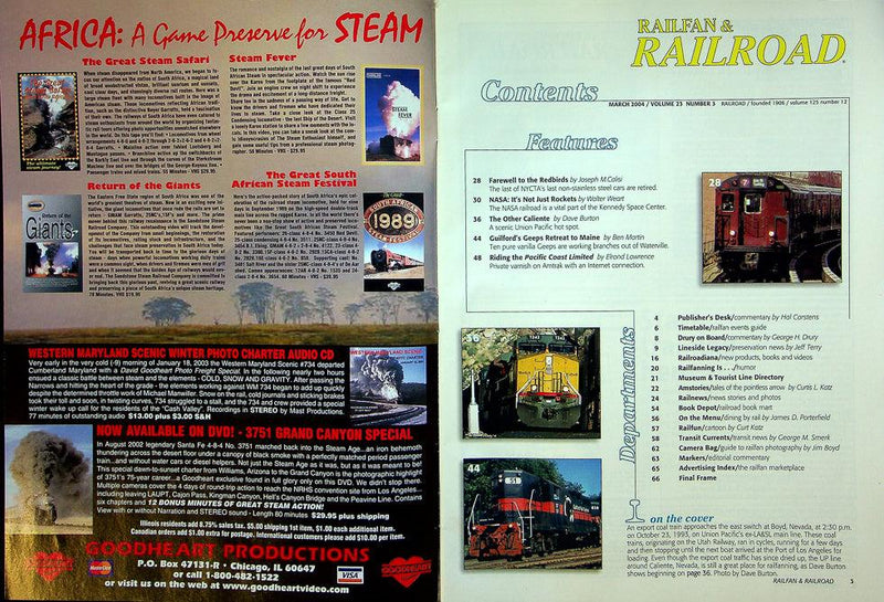 Railfan & Railroad Magazine March 2004 Vol 23 No 3 Union, Meadow Valley Wash