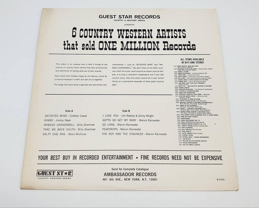 6 Country Western Artists That Sold 1 Million Records LP Record Jimmy Dean 2