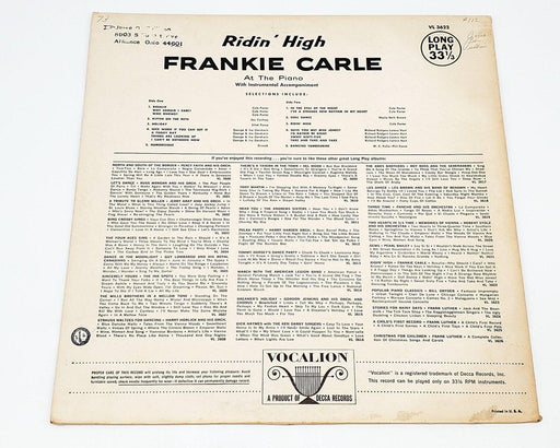 Frankie Carle Ridin' High 33 RPM LP Record Vocalion 1958 VL 3622 2