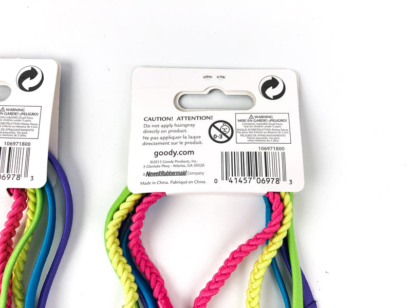 (15ct) Goody Ouchless Headbands No Metal Elastic Headband Pink Purple Blue 06978