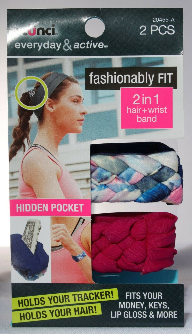 6-pcs Scunci Wrist Band Hair Tie Ponytailer Bracelet Hidden Key Pocket 20455-A