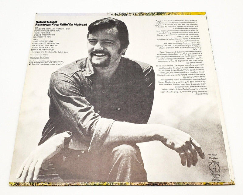Robert Goulet Raindrops Keep Fallin' On My Head 33 RPM LP Record Harmony 1971 2