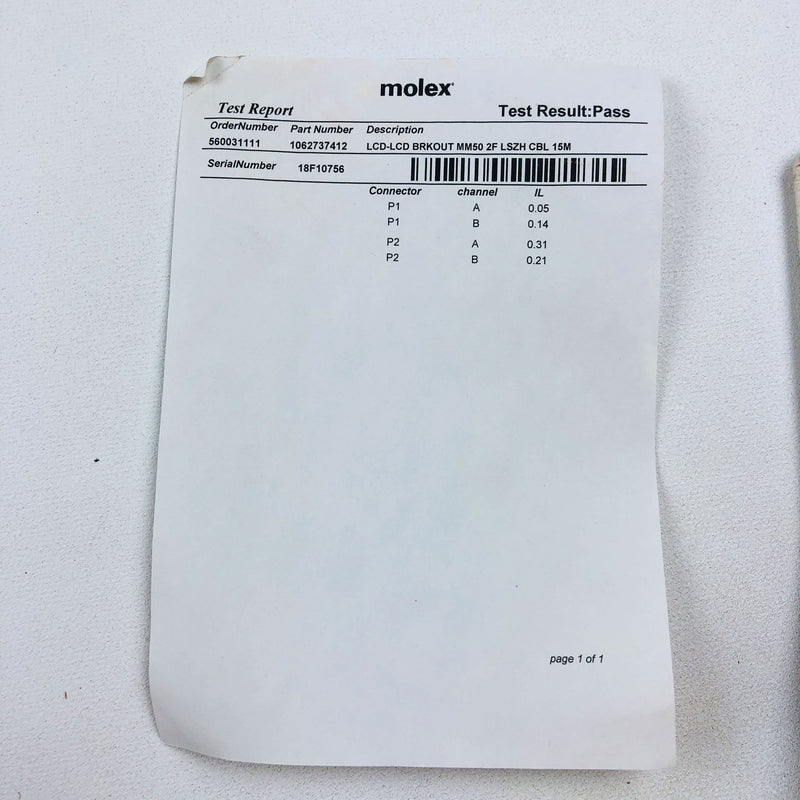 Molex 849148994 LCD Breakout Fiber Optic Cable MM50 2F LSZH 15 Meters 1062737412