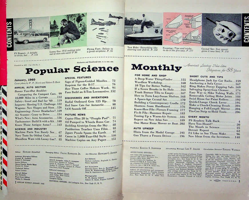 Popular Science Magazine January 1960 B-17 Flying Fortress Bomber Airplane