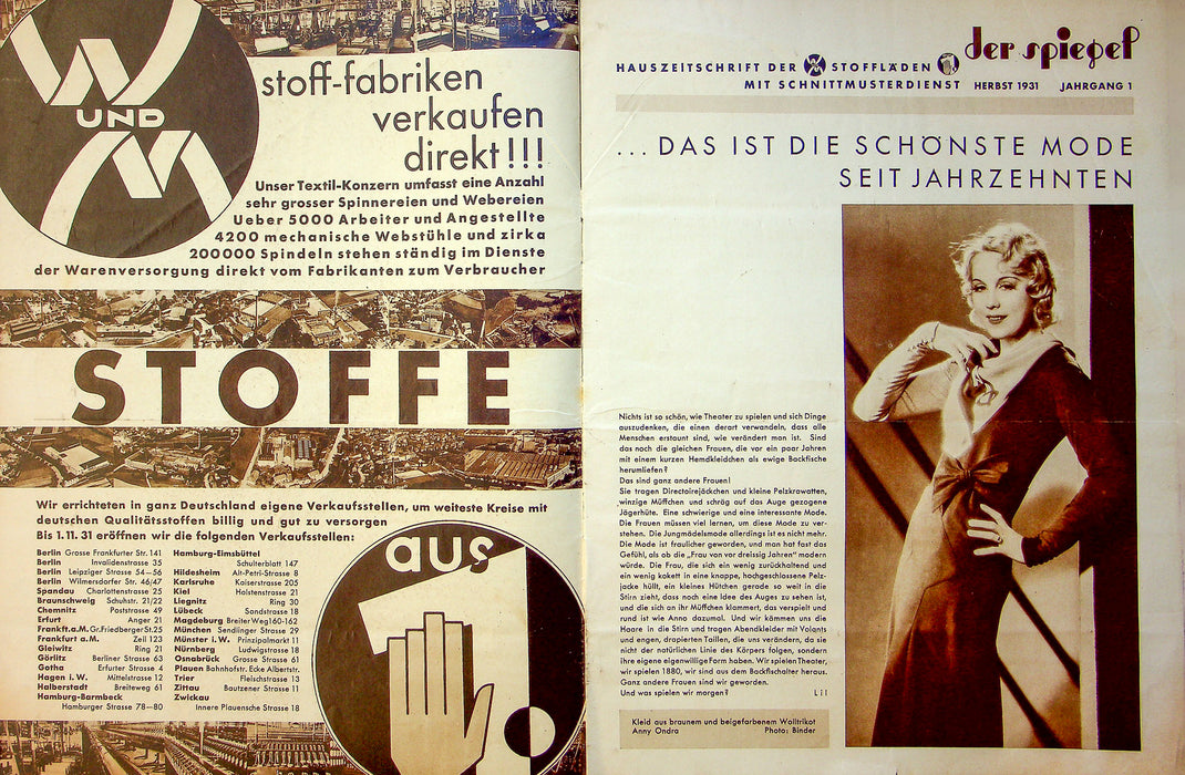 1931 Der Spiegel Newspaper Autumn Anny Ondra, Eine Tagesfrisur