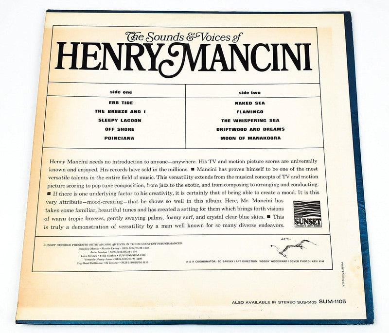 Henry Mancini The Sounds & Voices Of Henry Mancini Record LP Sunset 1966 2