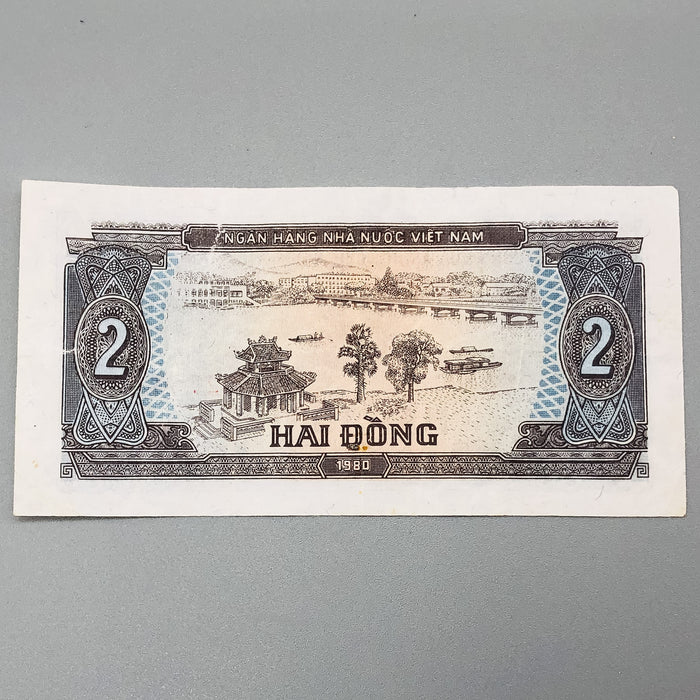 1980 Vietnam 2 Hai Dong Banknote Bank Note CB 627531