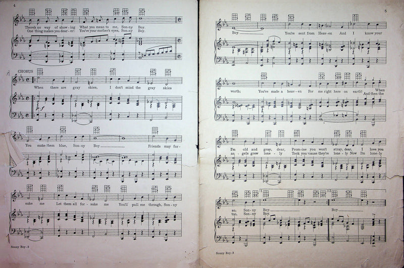 Sonny Boy Sheet Music Al Jolson The Singing Fool Movie 1928 Piano Vocal 3