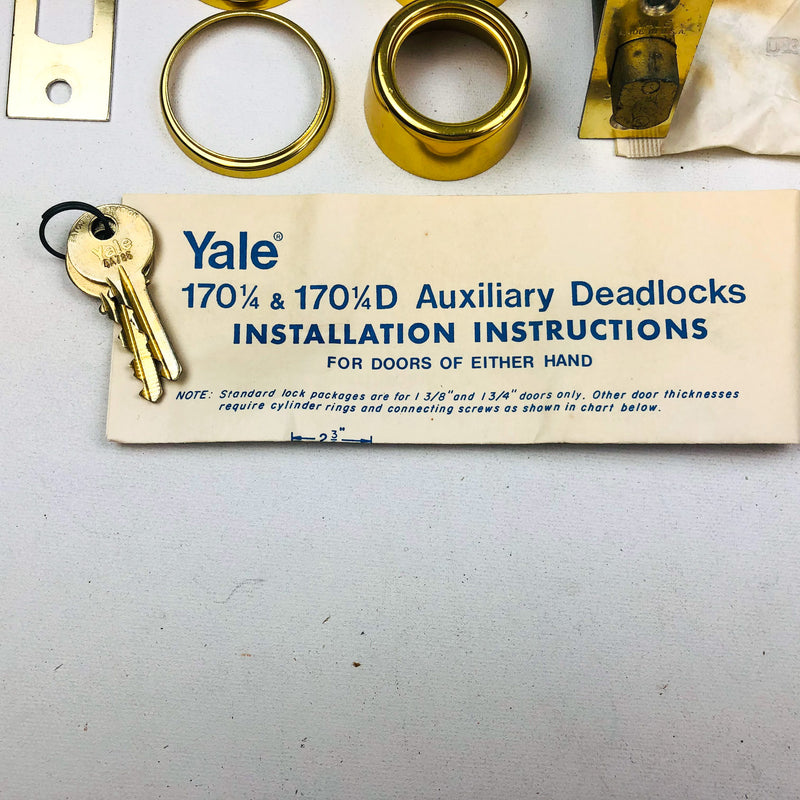 Yale Tubular Deadlock 6 Pin Cylinder Locks 170 1/4 US03 Bright Brass KA2 New NOS