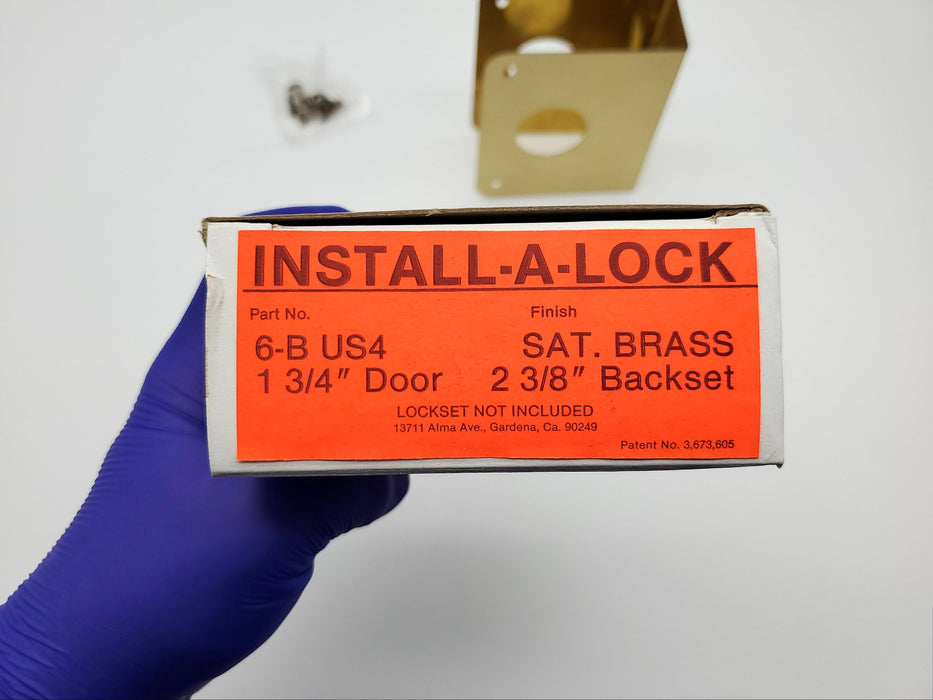 MAG Install A Lock Door Reinforcer Satin Brass 6-B 1-3/4" DR 2-3/8" BS NOS