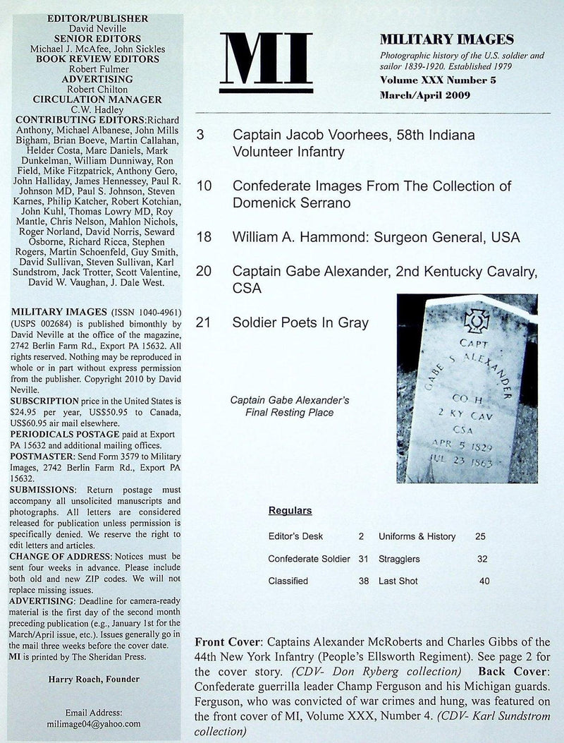 Military Images Magazine 2009 Vol 30 # 5 Confederate Images Serrano Collection 2