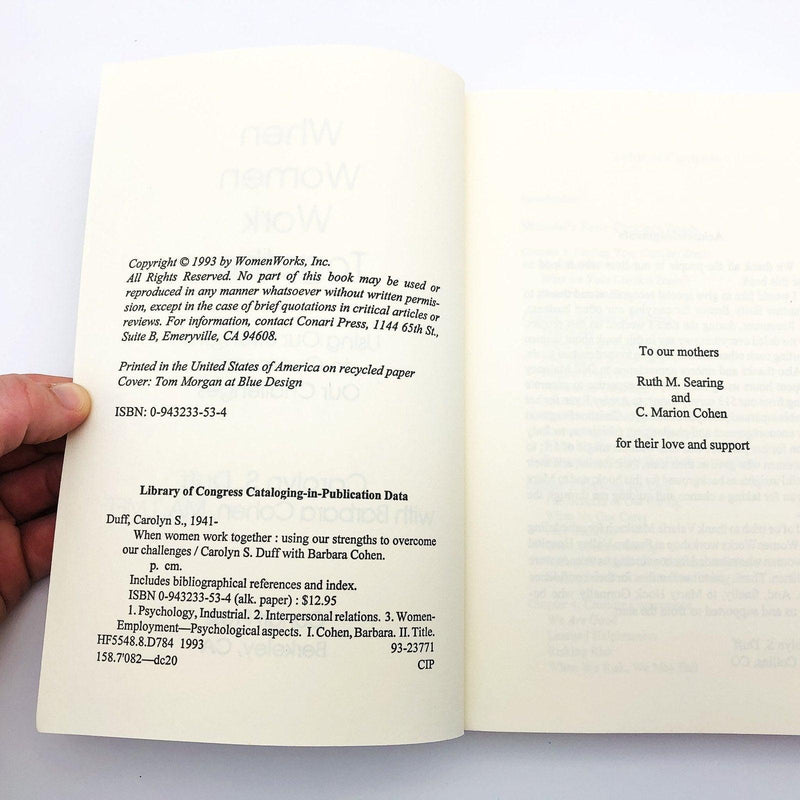 When Women Work Together Paperback Carolyn S Duff 1993 Psychology Interpersonal 8