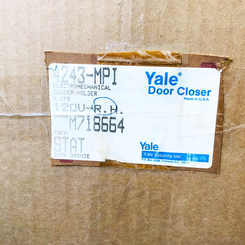 Yale 4243-MPI Door Closer Holder Electromechanical Arm RH Dark Bronze New NOS 2