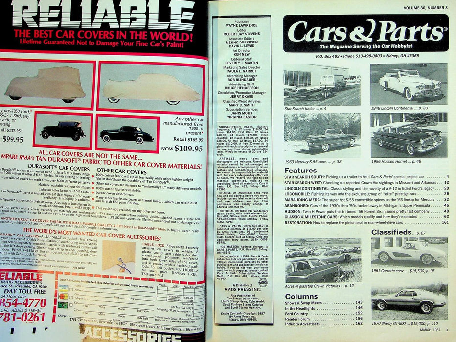 Cars & Parts Magazine March 1987 Vol 30 No 3 Marauding Merc S-55 Of 1963