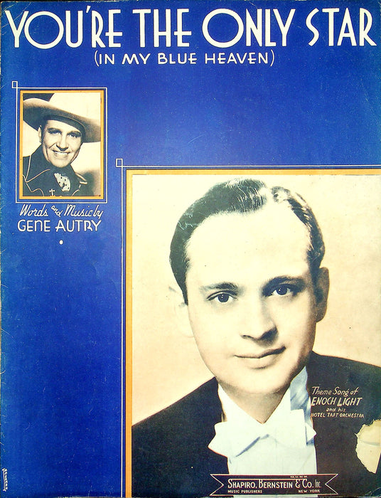 Sheet Music You're The Only Star In My Blue Heaven Gene Autry Enoch Light 1938 1