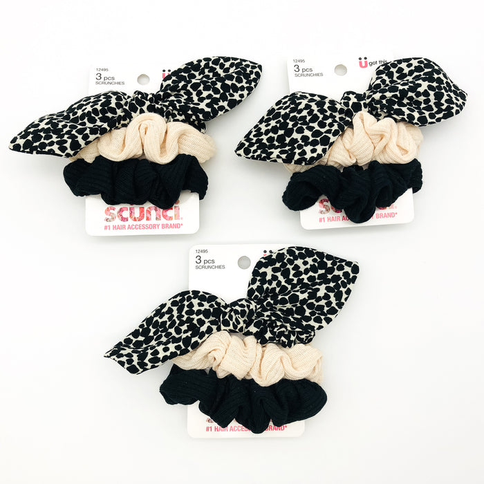 9-Piece Scunci Scrunchies Hair Ties Lot Black Leopard Print Light Summer 12495