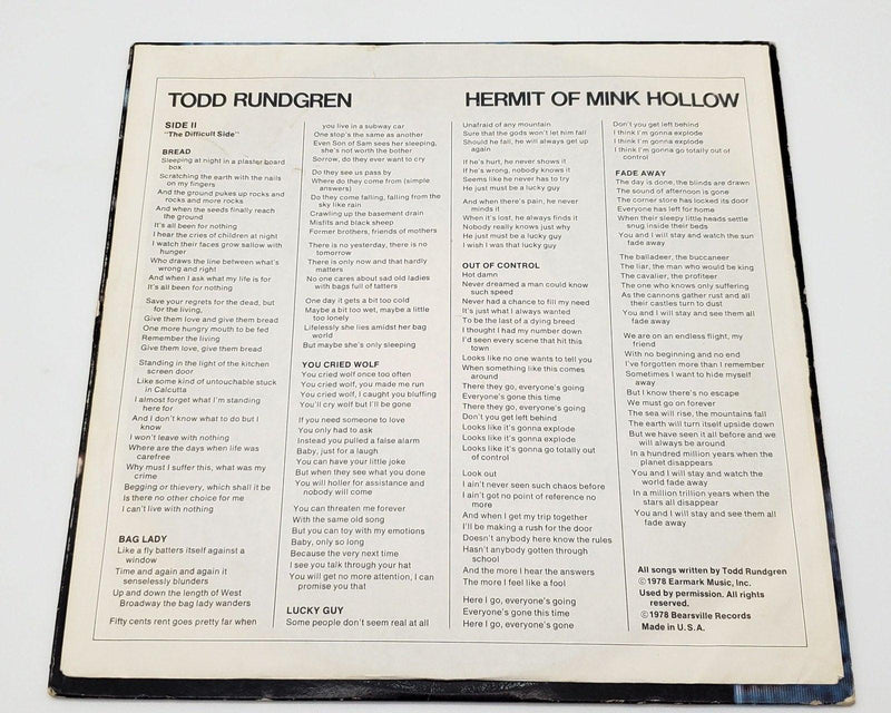Todd Rundgren Hermit Of Mink Hollow LP Record Bearsville 1978 BRK 6981 Copy 2 5