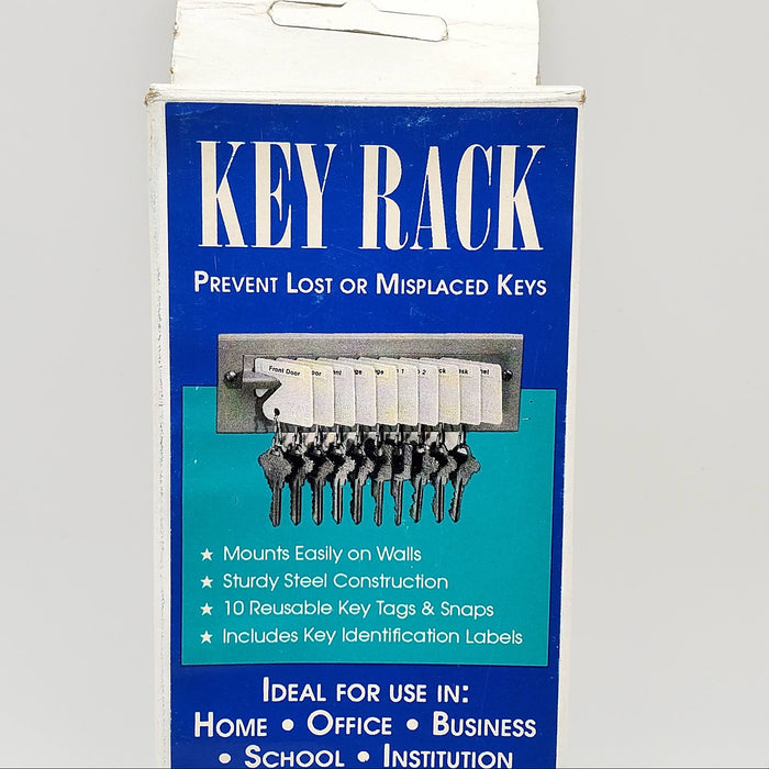 HPC Key Rack Steel Wall Mount 10 Key Capacity KB-10P 7x2-3/8 Inch USA Made NOS