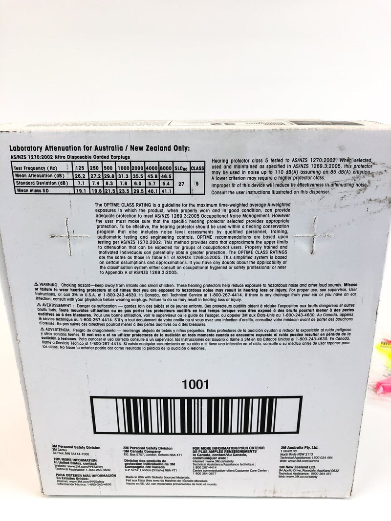 Foam Ear Plugs 100-Pair 3M Corded 32db Hearing Protection Noise Reduction P1001 7