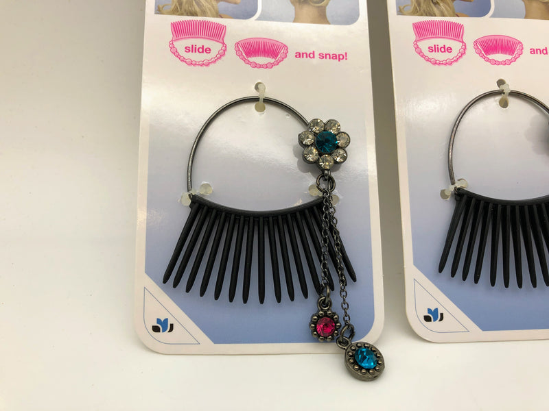 3-PK Scunci Bendini Clip Medium with Jewels Slide and Snap Pink Style 39023-A