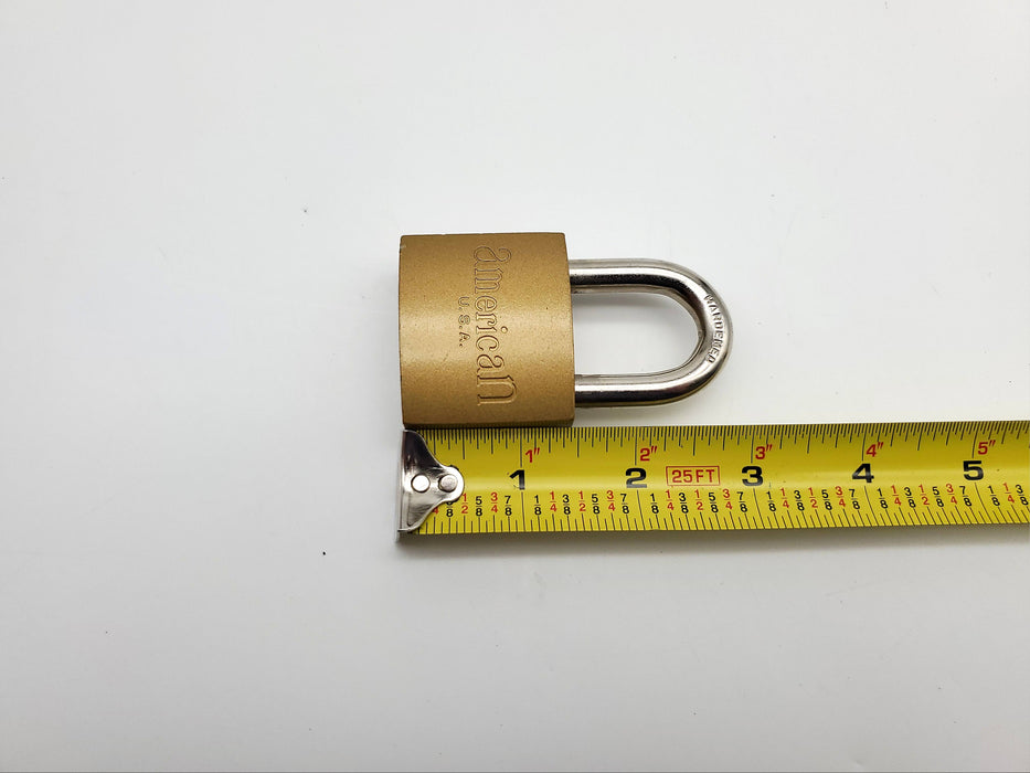 American Lock Padlock No 205 Brass Finish 1-3/8" L x 0.3" W Shackle USA Made NOS