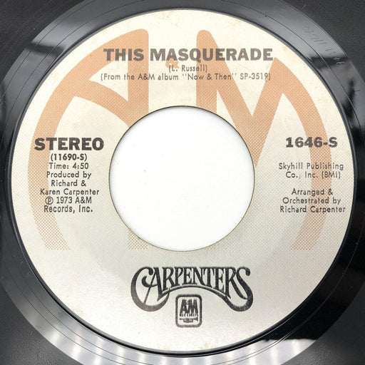 Carpenters Please Mr. Postman / The Masquerade Record 45 Single 1646-S A&M 1974 1