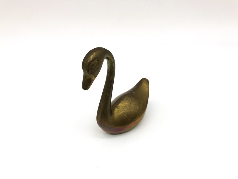 Vintage Solid Brass Swan Goose Figurine Statue India Mid Century Modern 3.5in