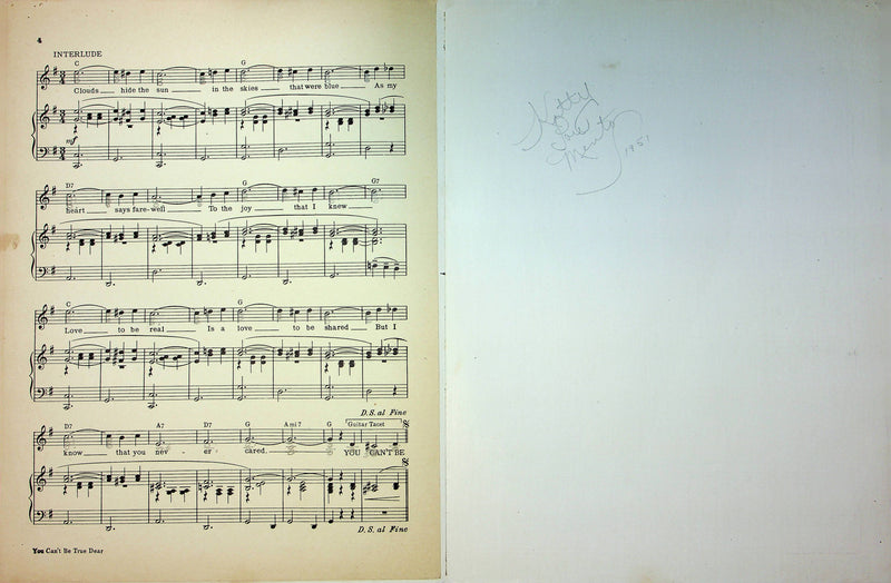 Ken Griffin Sheet Music You Can't Be True Dear Gerhard Ebeler Hans Otten 1948 3