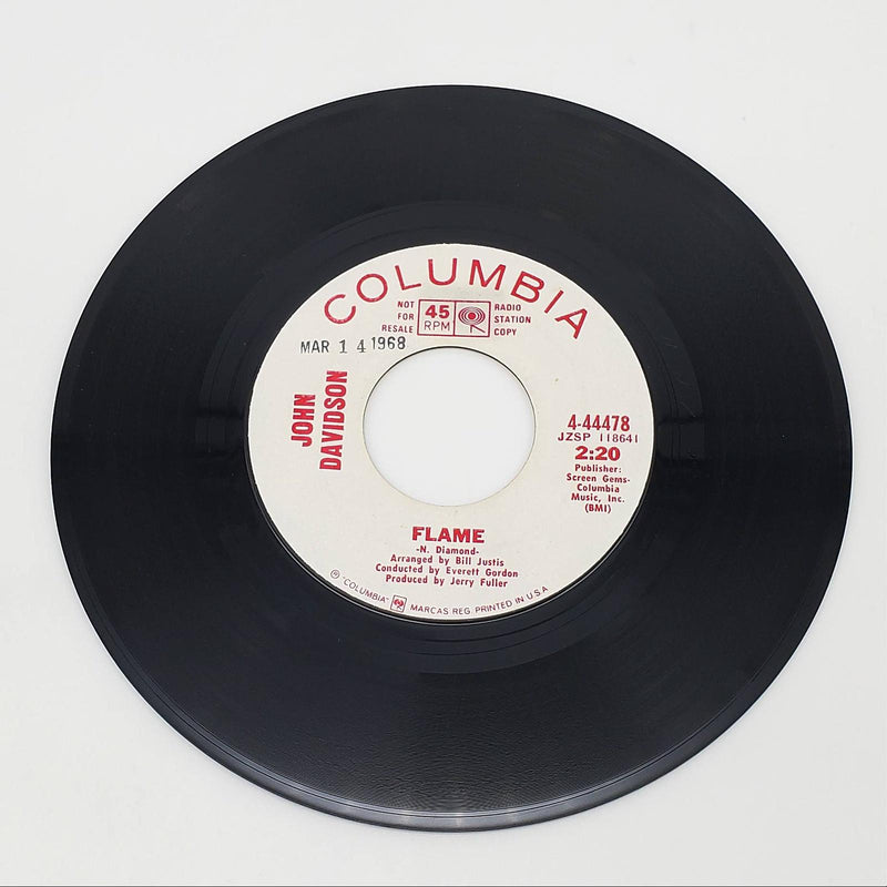 John Davidson Flame / Visions Of Sugarplums Single Record Columbia 1968 PROMO 1