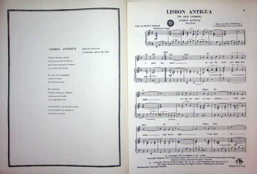 Sheet Music Lisbon Antigua In Old Lisbon Nelson Riddle 1954 H Dupree Fox Trot 2