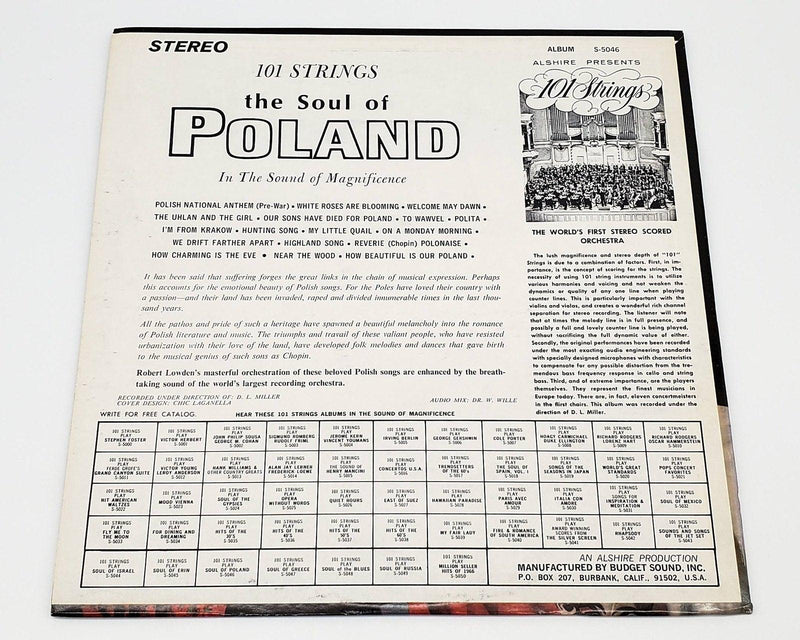 101 Strings The Soul Of Poland 33 RPM LP Record Alshire S 5046 2