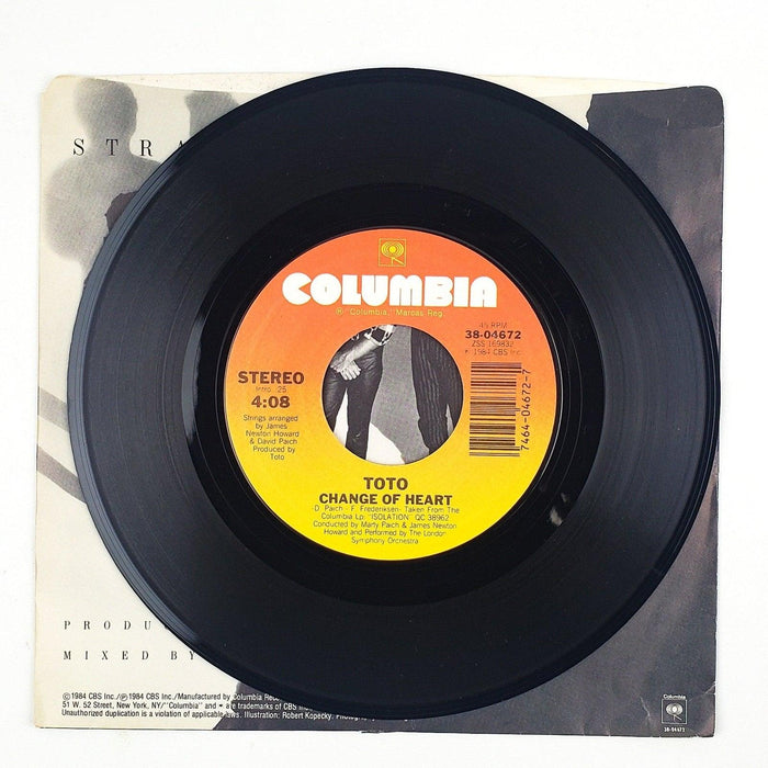 Toto Stranger In Town Record 45 RPM Single 38-04672 Columbia 1984 3