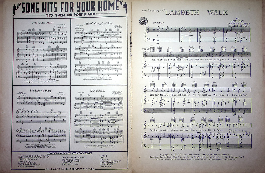 Vintage Sheet Music Me And My Girl Lambeth Walk 1937 Noel Gay Lupino Lane Dance 3