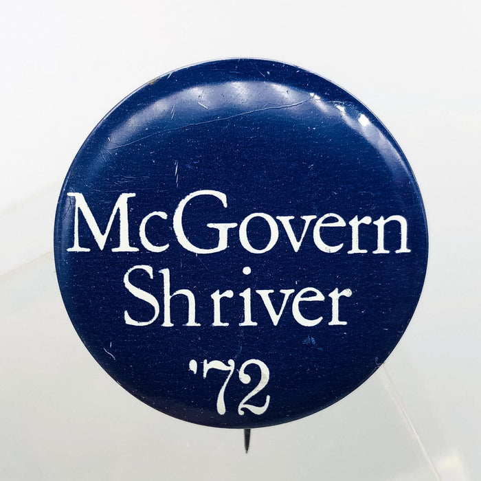 McGovern Shriver Political Button Pin 1.25" Presidential Campaign 1972 Blue 2