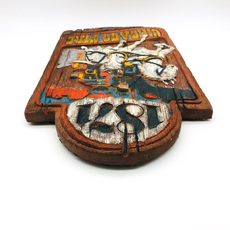 1871 Chicago Fire Wall Plaque Raised Panel Folk Art Faux Wood 20x11 Hand Painted