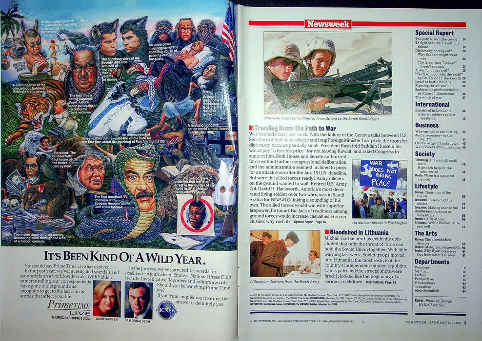 Newsweek Magazine Jan 21 1991 Desert Storm Gulf War Lithuania Gorbachev Russia