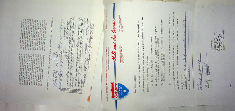 Reiter Dairy Company Stock Certificate Bond Scripophilly Akron Ohio 1969 No 367