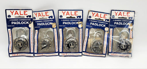 Yale Padlock Combination HC34-515 3 Number Original Packaging Lot Of 5 1