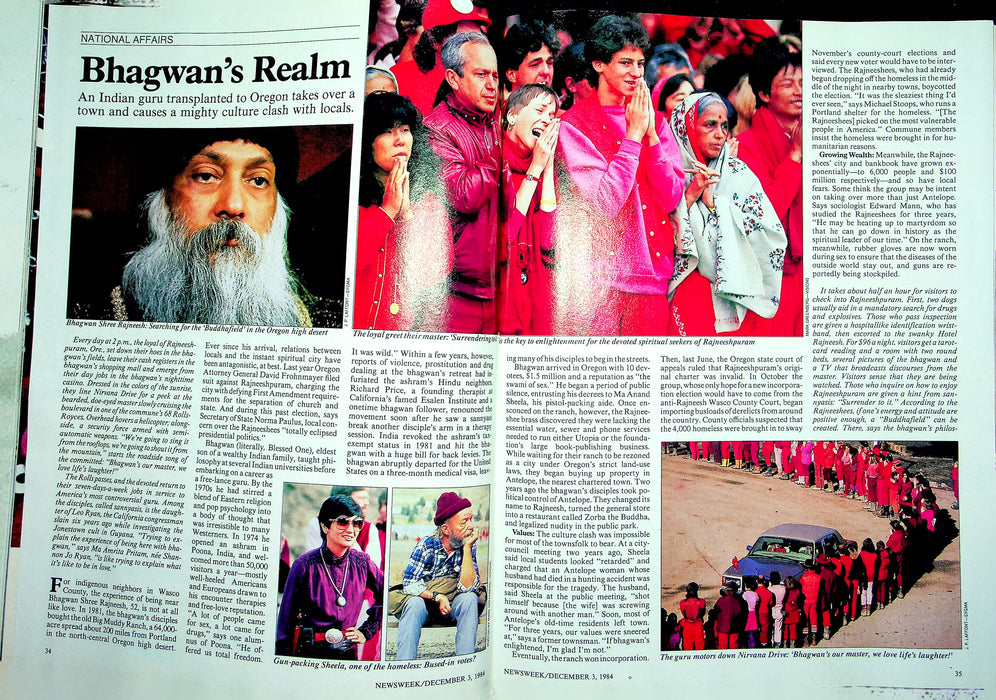 Newsweek Magazine December 3 1984 Indian Guru Bhagwan Oregon Big Muddy Ranch