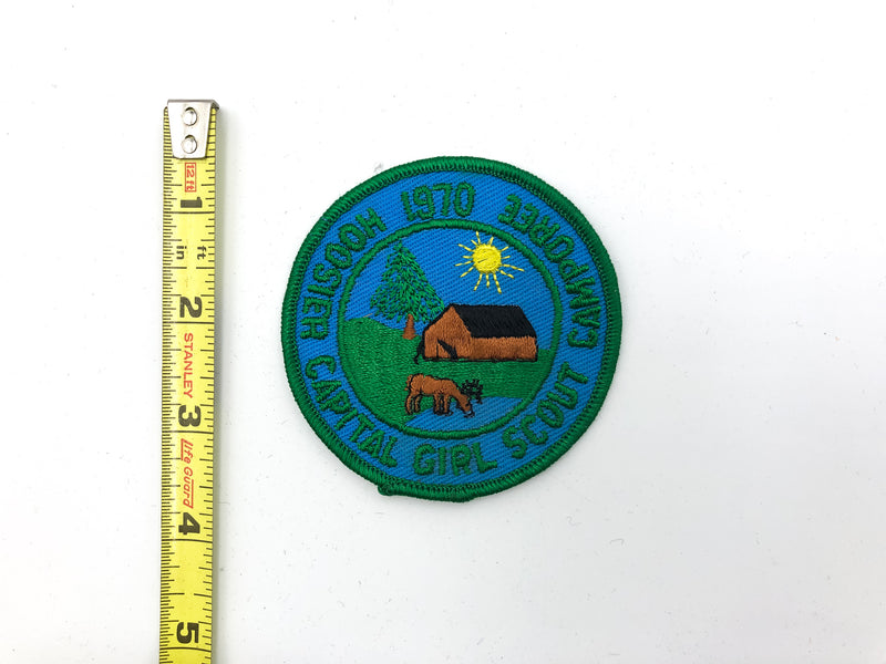 Vintage Girl Scout Patch Hoosier Capital Camporee 1970 Blue Green REPRODUCTION